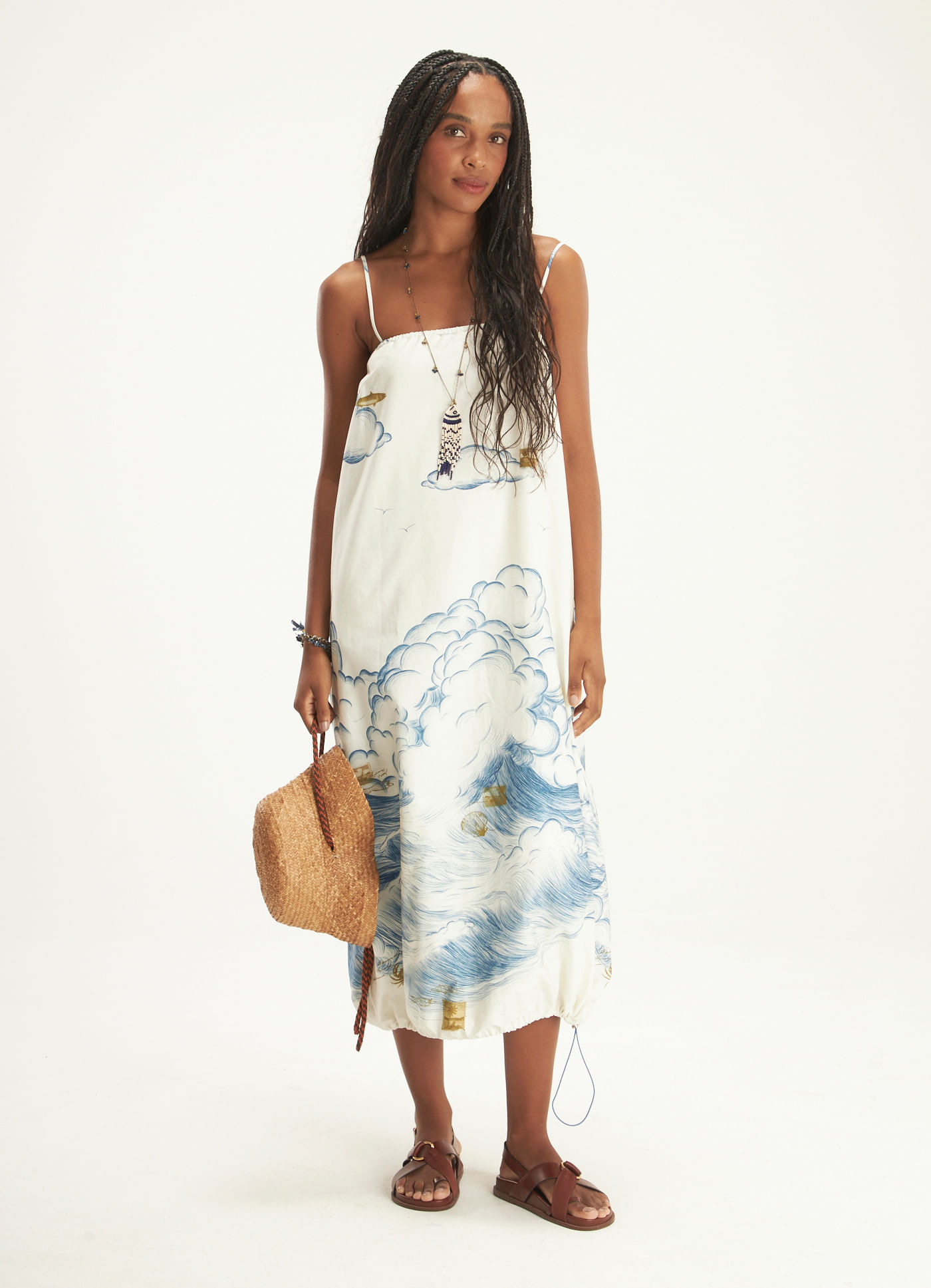 Vestido estampado maré alta