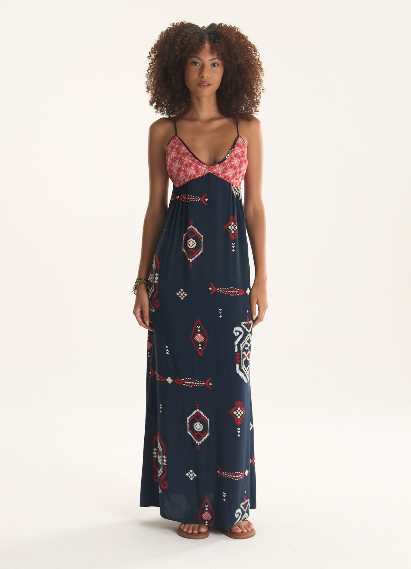 Vestido alcinha estampado shabby