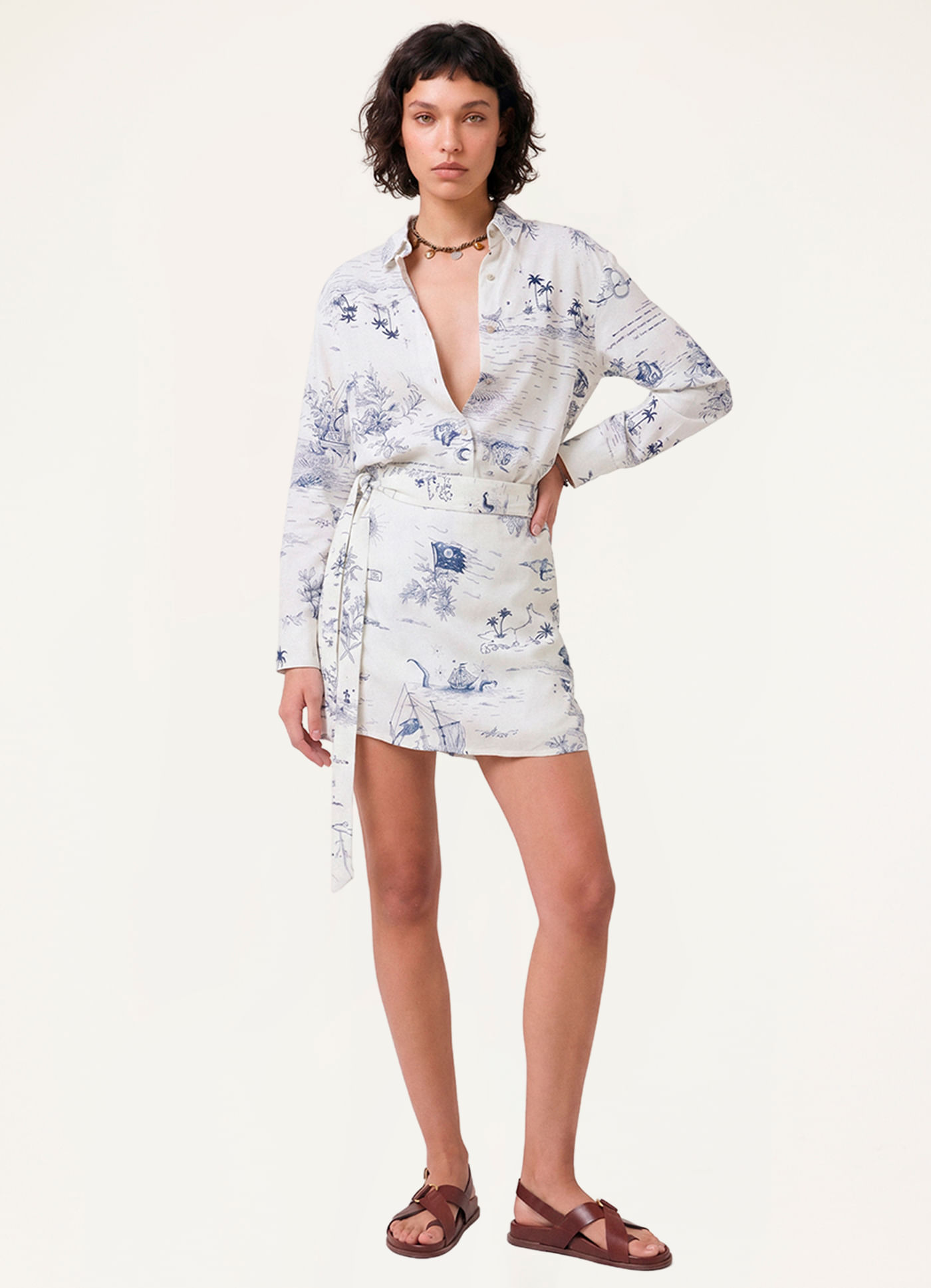Vestido manga estampado 7 mares