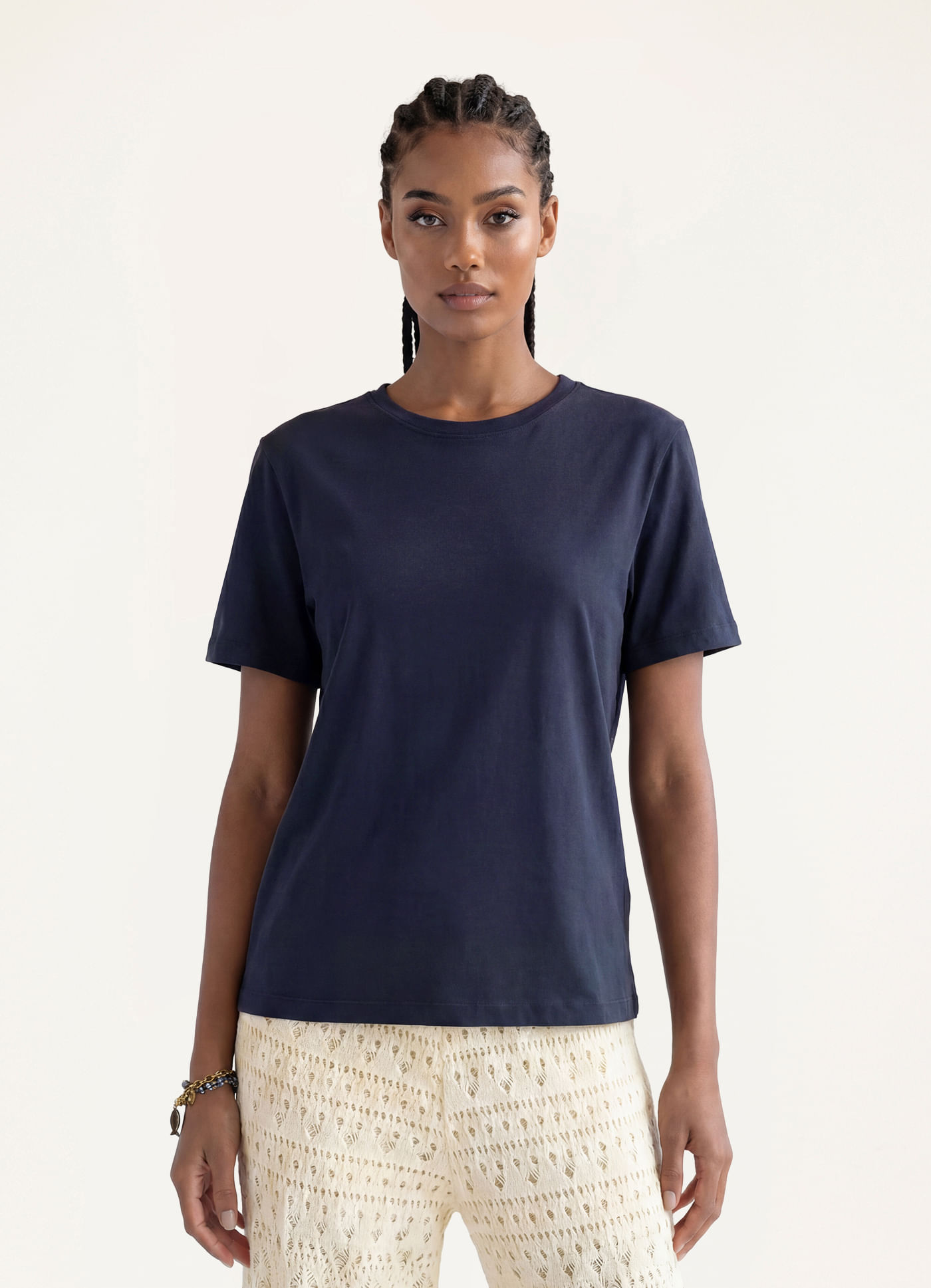 Blusa básica algodão classic azul marinho