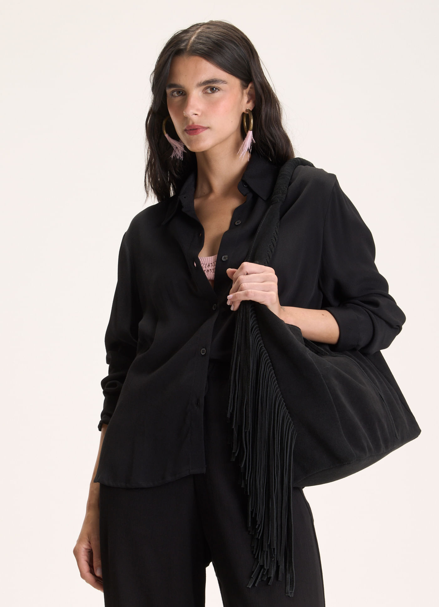 Camisa viscose textura preto