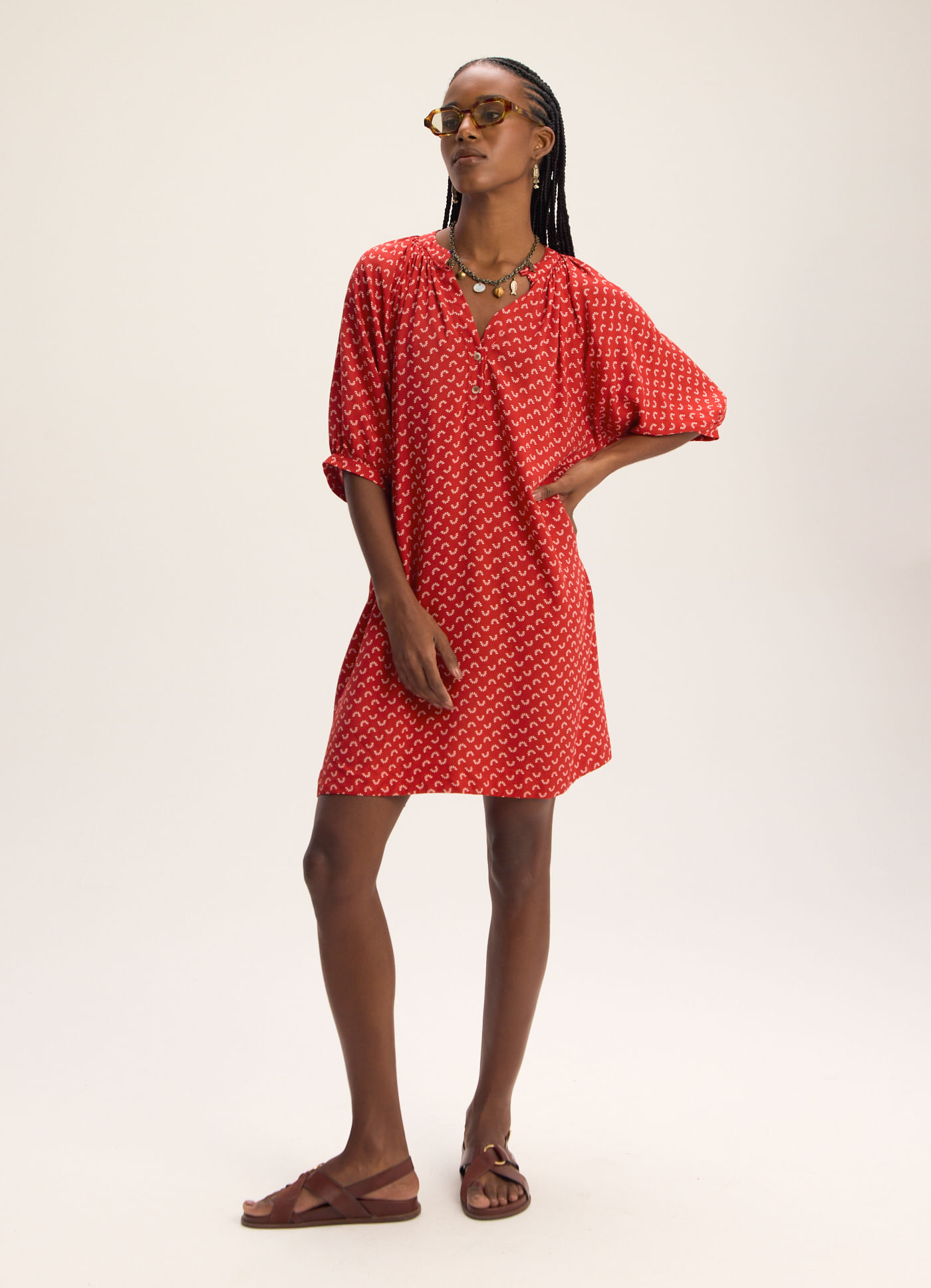 Vestido curto estampado lagostim